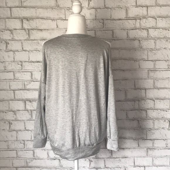 Gray Long Sleeve Cold Shoulder Top - Picture 4 of 7
